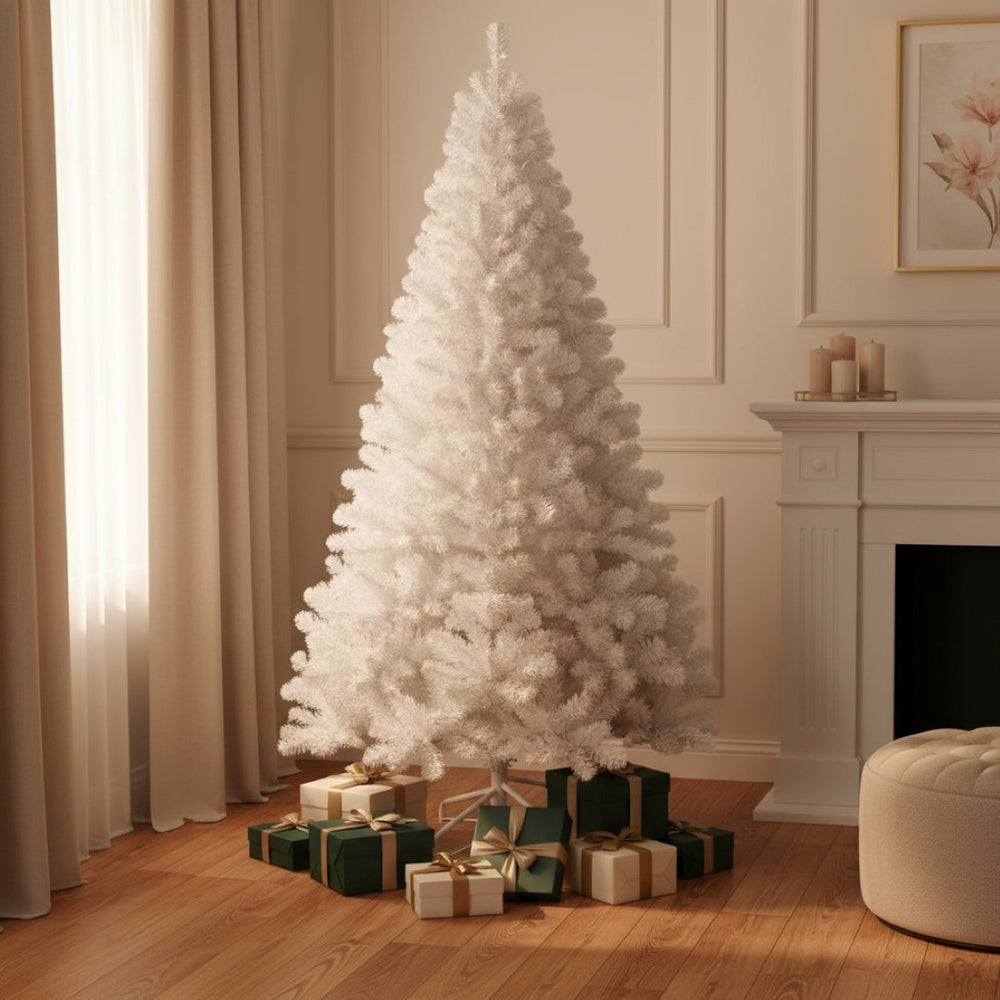 HomeRoots 9' White Full Spruce Christmas Tree - Elegant Holiday Centerpiece with Realistic Branches & Easy Setup 108 692827