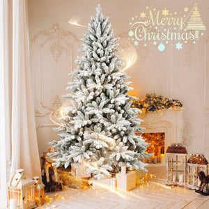 HomeRoots 6' Full Flocked Spruce Christmas Tree - Create a Stunning Winter Wonderland in Your Home Decor! 72 692829