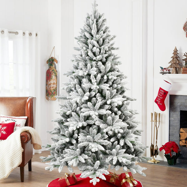 HomeRoots 6' Full Flocked Spruce Christmas Tree - Create a Stunning Winter Wonderland in Your Home Decor! 72 692829