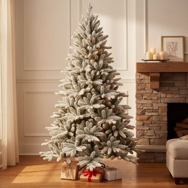 HomeRoots 7' Flocked Spruce Christmas Tree - Realistic Snow-Kissed Design for a Timeless Holiday Experience 84 692830