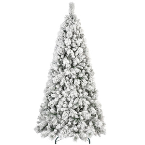 HomeRoots 6' Slender Flocked Pine Christmas Tree - Elegant Snow-Dusted Design for Space-Saving Holiday Decor 72 692833