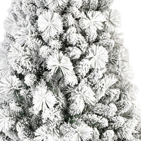 HomeRoots 6' Slender Flocked Pine Christmas Tree - Elegant Snow-Dusted Design for Space-Saving Holiday Decor 72 692833