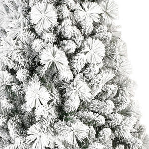 HomeRoots 6' Slender Flocked Pine Christmas Tree - Elegant Snow-Dusted Design for Space-Saving Holiday Decor 72 692833