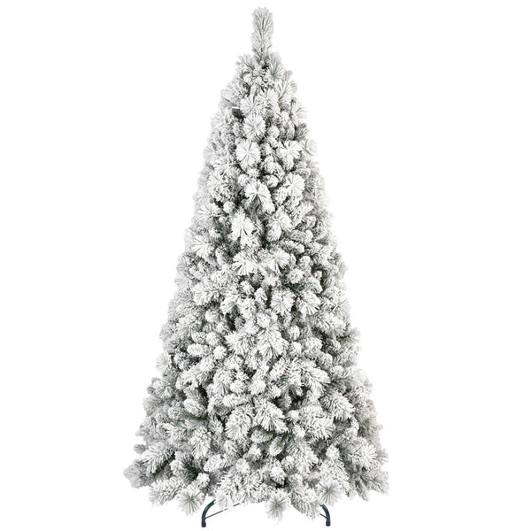 HomeRoots 6' Slender Flocked Pine Christmas Tree - Elegant Snow-Dusted Design for Space-Saving Holiday Decor 84 692834