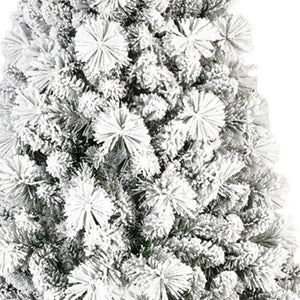 HomeRoots 6' Slender Flocked Pine Christmas Tree - Elegant Snow-Dusted Design for Space-Saving Holiday Decor 84 692834