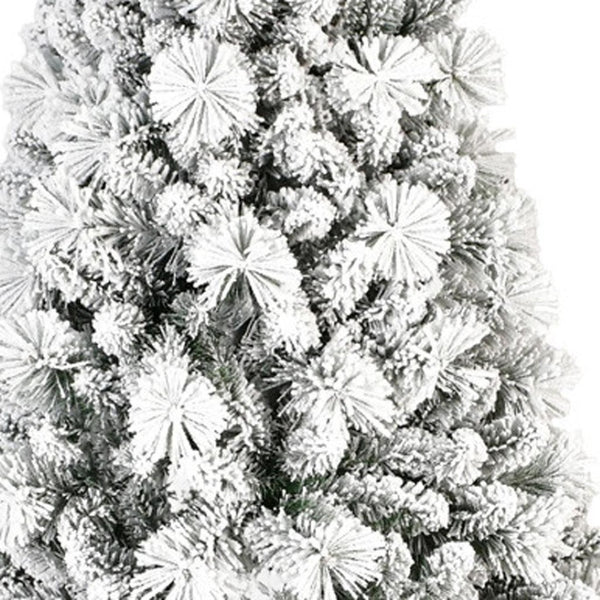 HomeRoots 6' Slender Flocked Pine Christmas Tree - Elegant Snow-Dusted Design for Space-Saving Holiday Decor 84 692834