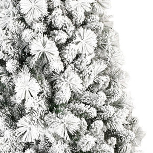 HomeRoots 6' Slender Flocked Pine Christmas Tree - Elegant Snow-Dusted Design for Space-Saving Holiday Decor 84 692834