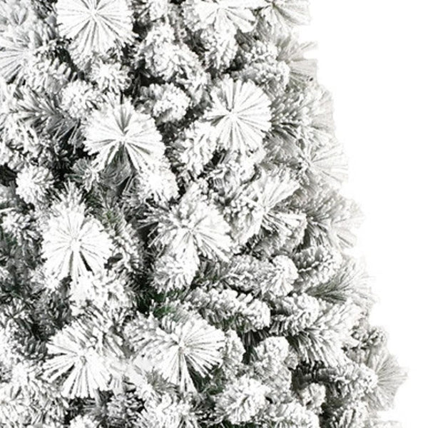 HomeRoots 6' Slender Flocked Pine Christmas Tree - Elegant Snow-Dusted Design for Space-Saving Holiday Decor 84 692834