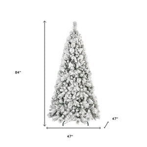 HomeRoots 6' Slender Flocked Pine Christmas Tree - Elegant Snow-Dusted Design for Space-Saving Holiday Decor 84 692834
