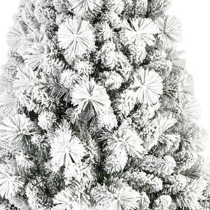 HomeRoots 6' Slender Flocked Pine Christmas Tree - Elegant Snow-Dusted Design for Space-Saving Holiday Decor 90 692835