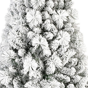 HomeRoots 6' Slender Flocked Pine Christmas Tree - Elegant Snow-Dusted Design for Space-Saving Holiday Decor 90 692835