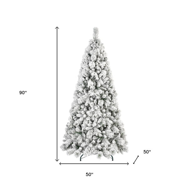 HomeRoots 6' Slender Flocked Pine Christmas Tree - Elegant Snow-Dusted Design for Space-Saving Holiday Decor 90 692835