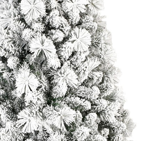 HomeRoots 6' Slender Flocked Pine Christmas Tree - Elegant Snow-Dusted Design for Space-Saving Holiday Decor 96 692836