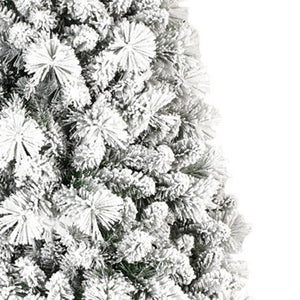 HomeRoots 6' Slender Flocked Pine Christmas Tree - Elegant Snow-Dusted Design for Space-Saving Holiday Decor 96 692836