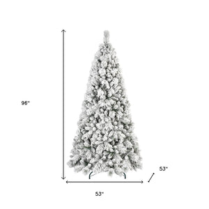 HomeRoots 6' Slender Flocked Pine Christmas Tree - Elegant Snow-Dusted Design for Space-Saving Holiday Decor 96 692836
