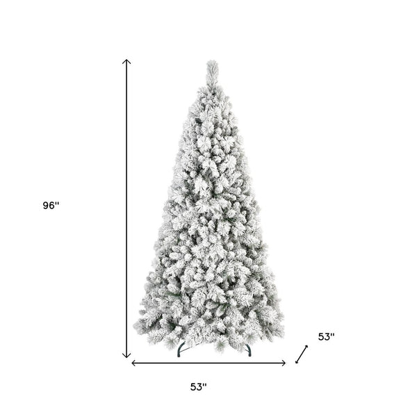 HomeRoots 6' Slender Flocked Pine Christmas Tree - Elegant Snow-Dusted Design for Space-Saving Holiday Decor 96 692836