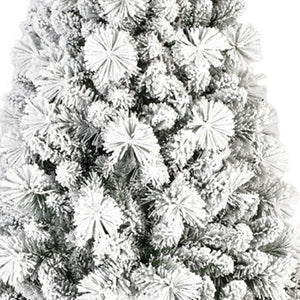 HomeRoots 9' Elegant Slender Flocked Pine Christmas Tree – Chic, Space-Saving Design for Your Holiday Decor 108 692837