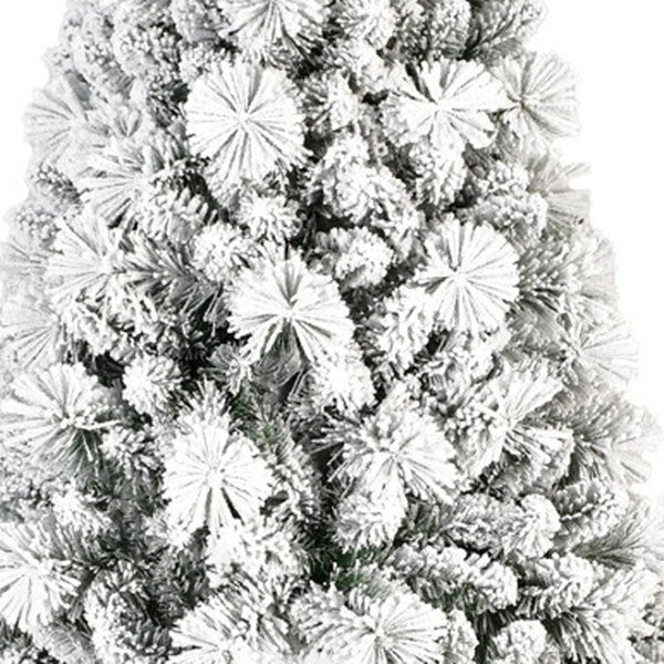 HomeRoots 9' Elegant Slender Flocked Pine Christmas Tree – Chic, Space-Saving Design for Your Holiday Decor 108 692837