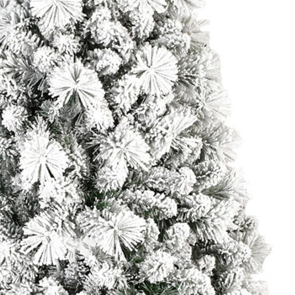 HomeRoots 9' Elegant Slender Flocked Pine Christmas Tree – Chic, Space-Saving Design for Your Holiday Decor 108 692837