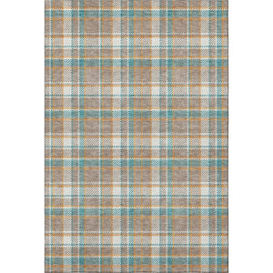 HomeRoots 8' Stylish Washable Area Rug in Taupe, Ivory & Teal Plaid with UV Protection for Active Homes 692842