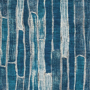 HomeRoots 8' Blue and Ivory Striped Washable Area Rug - Durable, UV Protected, Stain Resistant for Busy Homes 692848