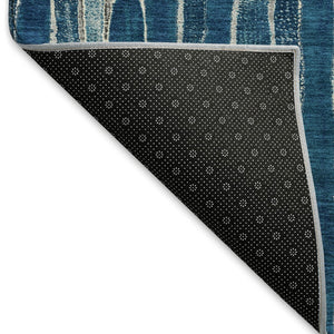 HomeRoots 10' Blue and Ivory Striped Washable Area Rug - UV Protected, Stain Resistant, Durable for Indoor/Outdoor Use 692850