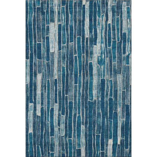 HomeRoots 10' Blue and Ivory Striped Washable Area Rug - UV Protected, Stain Resistant, Durable for Indoor/Outdoor Use 692850