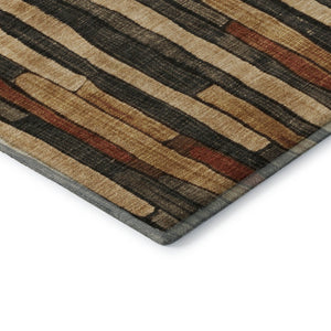 HomeRoots 5' X 8' Coffee Rust & Copper Striped Washable Area Rug - UV Protected, Stain Resistant, Durable Decor 692852