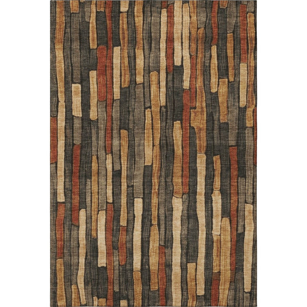 HomeRoots 5' X 8' Coffee Rust & Copper Striped Washable Area Rug - UV Protected, Stain Resistant, Durable Decor 692852