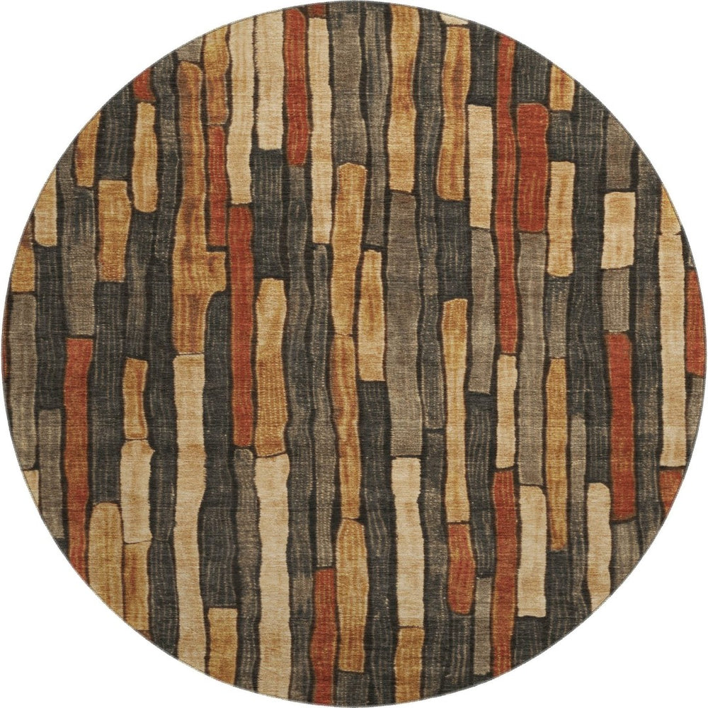 HomeRoots 8' X 8' Washable Round Rug in Coffee, Rust & Copper - UV Protected, Durable, & Stylish for Homes 692853