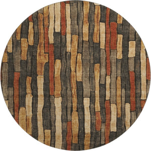 HomeRoots 8' X 8' Washable Round Rug in Coffee, Rust & Copper - UV Protected, Durable, & Stylish for Homes 692853