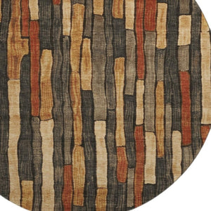 HomeRoots 8' X 8' Washable Round Rug in Coffee, Rust & Copper - UV Protected, Durable, & Stylish for Homes 692853