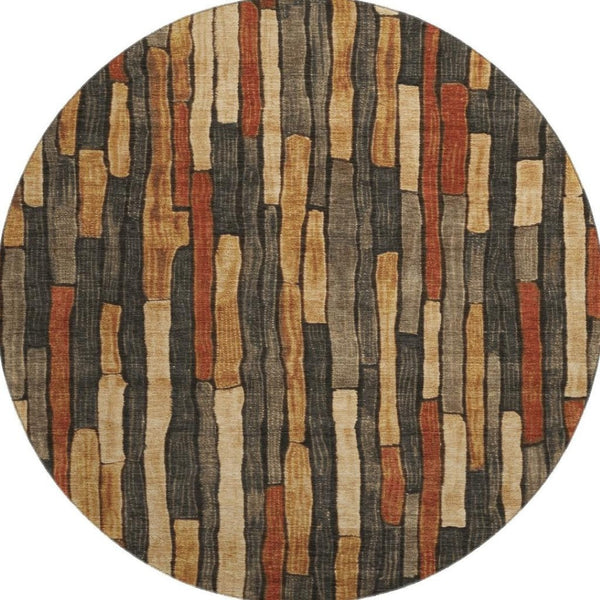 HomeRoots 8' X 8' Washable Round Rug in Coffee, Rust & Copper - UV Protected, Durable, & Stylish for Homes 692853