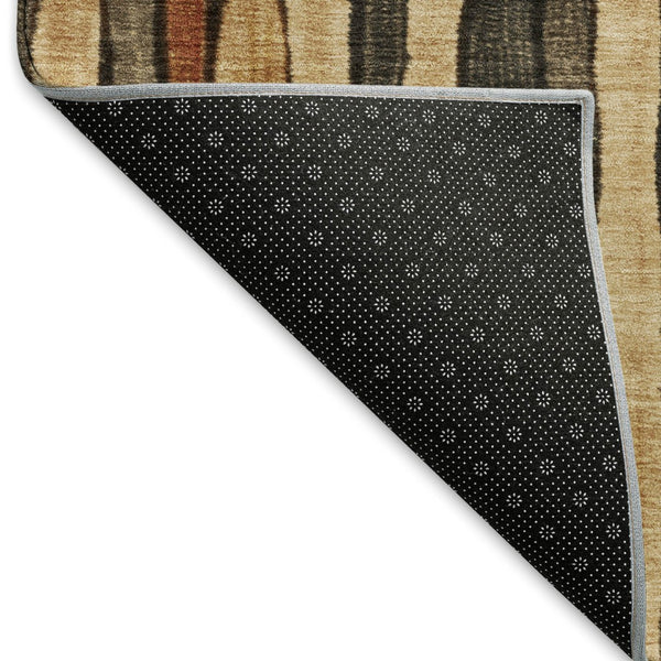 HomeRoots 9' X 12' Stylish Coffee Rust & Copper Striped Area Rug - Durable, Washable, UV Protected for Any Space 692855