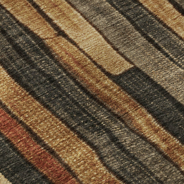 HomeRoots 9' X 12' Stylish Coffee Rust & Copper Striped Area Rug - Durable, Washable, UV Protected for Any Space 692855