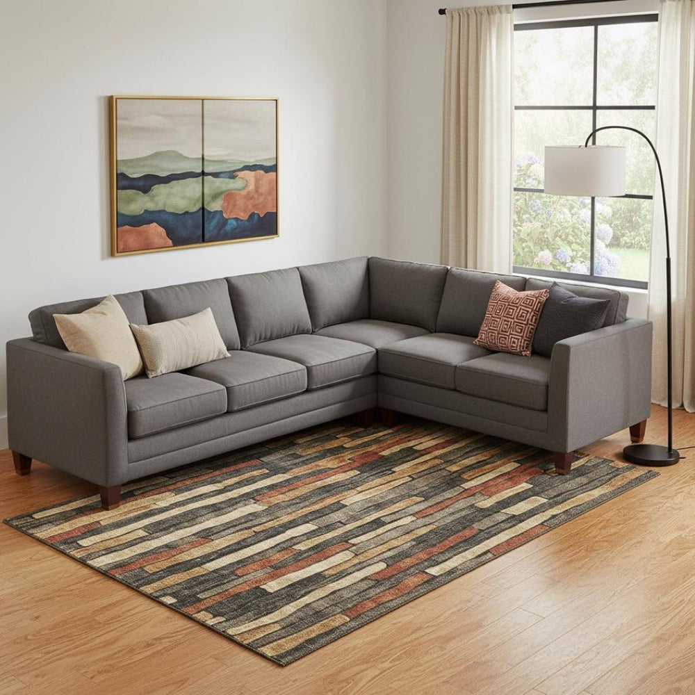 HomeRoots 10' Coffee Rust and Copper Striped Washable Area Rug – Durable, UV Protected, Ideal for Families & Pets 692856