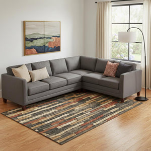 HomeRoots 10' Coffee Rust and Copper Striped Washable Area Rug – Durable, UV Protected, Ideal for Families & Pets 692856