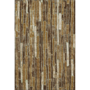 HomeRoots 5' X 8' Coffee Ivory Taupe Striped Washable Area Rug – UV Protected, Stain Resistant, Durable Design 692858