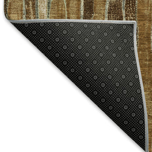 HomeRoots 8' X 8' Washable Round Rug in Coffee Ivory & Taupe Stripes - UV Protected for Stylish Spaces! 692859