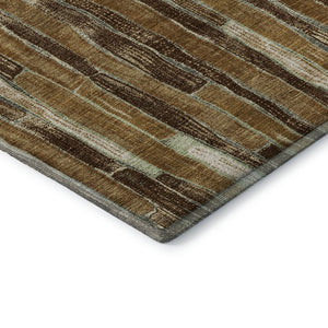 HomeRoots 8' X 8' Washable Round Rug in Coffee Ivory & Taupe Stripes - UV Protected for Stylish Spaces! 692859