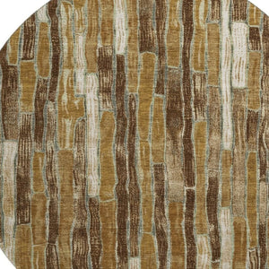 HomeRoots 8' X 8' Washable Round Rug in Coffee Ivory & Taupe Stripes - UV Protected for Stylish Spaces! 692859
