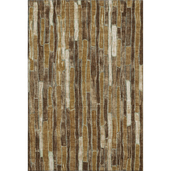 HomeRoots 10' X 14' Coffee Ivory & Taupe Striped Area Rug – UV Protected, Stain-Resistant, Non-Slip Design 692862