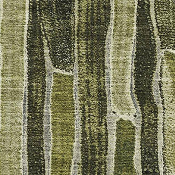 HomeRoots 5' Olive Green & Beige Striped Area Rug - UV Protected, Stain Resistant, Perfect for High-Traffic Spaces 692870
