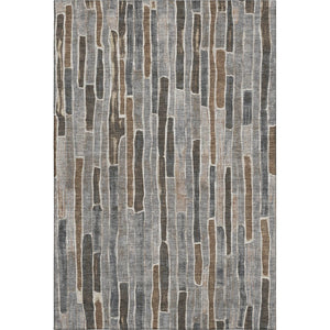 HomeRoots 5' X 8' Pewter Gray & Silver Striped Area Rug – Washable, UV-Protected, Perfect for Busy Homes! 692876