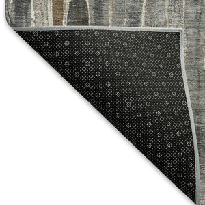 HomeRoots 5' X 8' Pewter Gray & Silver Striped Area Rug – Washable, UV-Protected, Perfect for Busy Homes! 692876