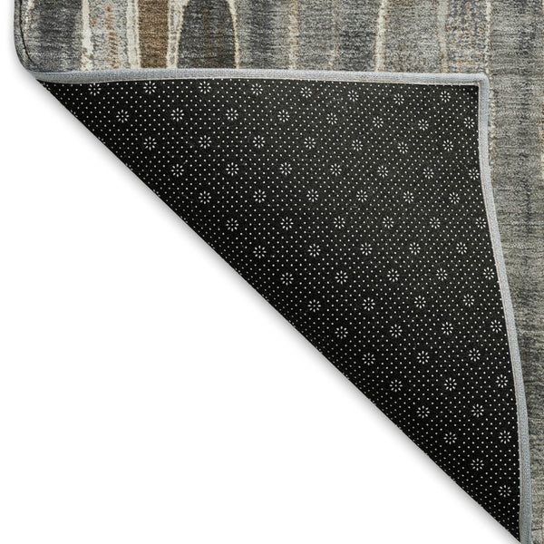 HomeRoots 5' X 8' Pewter Gray & Silver Striped Area Rug – Washable, UV-Protected, Perfect for Busy Homes! 692876