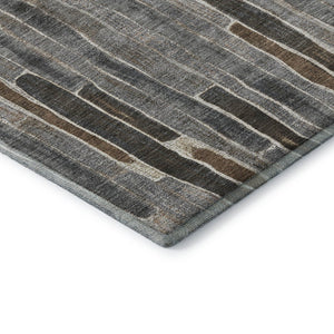 HomeRoots 5' X 8' Pewter Gray & Silver Striped Area Rug – Washable, UV-Protected, Perfect for Busy Homes! 692876