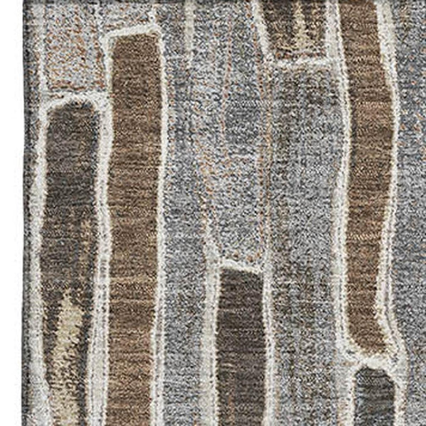 HomeRoots 5' X 8' Pewter Gray & Silver Striped Area Rug – Washable, UV-Protected, Perfect for Busy Homes! 692876