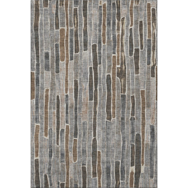 HomeRoots 5' X 8' Pewter Gray & Silver Striped Area Rug – Washable, UV-Protected, Perfect for Busy Homes! 692876