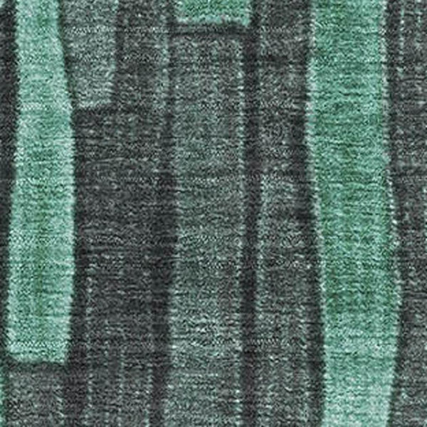 HomeRoots 5' X 8' Sage Gray & Teal Striped Area Rug - Washable, UV-Protected, Durable & Stylish for Every Room 692882
